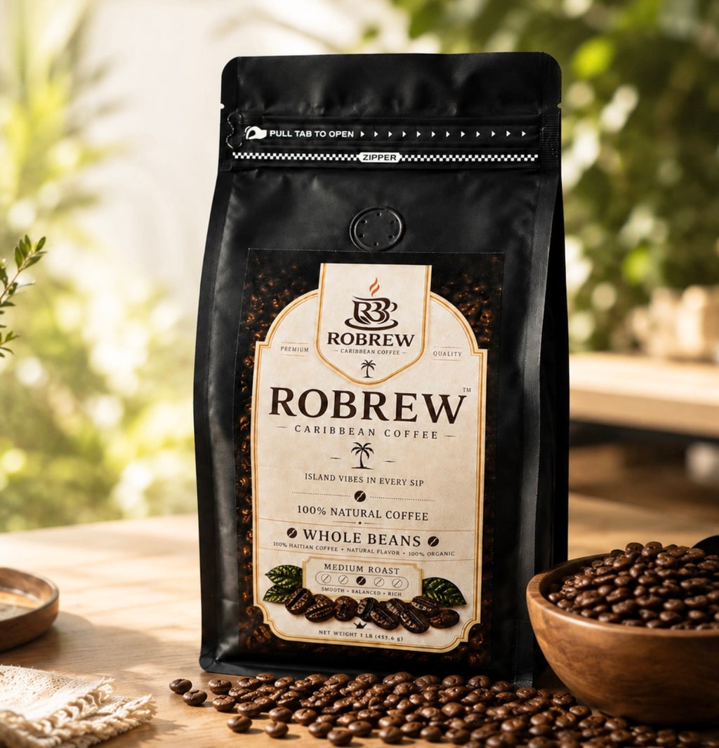 ROBREW Whole Beans – Medium Roast – 16 oz Premium Haitian Coffee