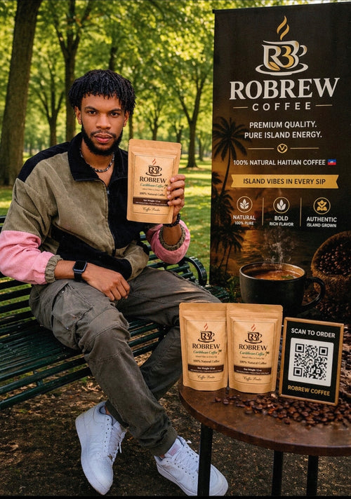Robrew - 100% Natural Haitian Coffee Powder- 12 Oz Bag